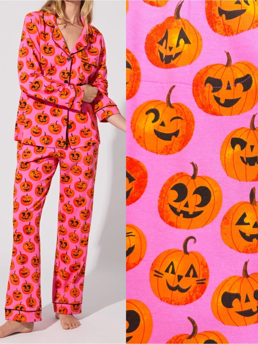 BedHead PJs Jolly Jack-O-Lantern Long Sleeve Classic Stretch Jersey Pajama Set